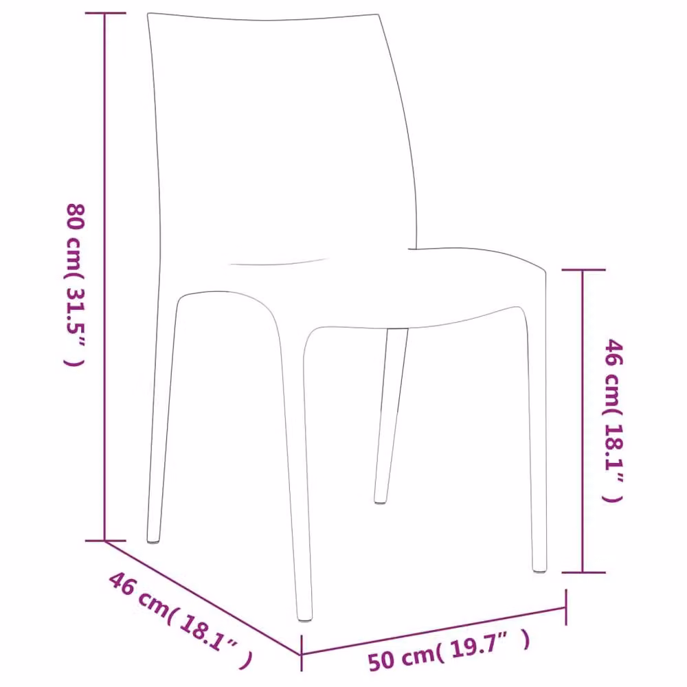 Berkfield Home Set of 2 Anthracite Polypropylene Garden Chairs, W: 50 cm, D: 46 cm, H: 80 cm – 5