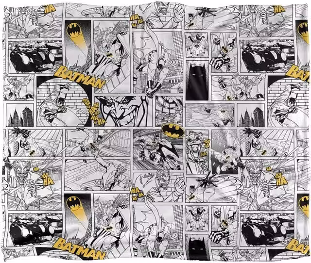 DC Comics Batman All Over Print Blanket in White, W: 152 cm, D: 127 cm