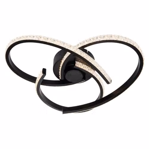 Cosylyte Moora 3 LED Ceiling Light, Modern Matt Black Curved Beaded Design, 3-Step Dimmable, 3000K, 2350lm