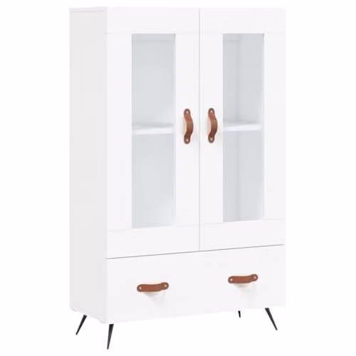 vidaXL Modern White Highboard with Glass Doors, W/D/H: 69.5 x 31 x 115 cm – 1