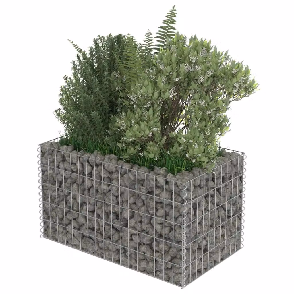 Berkfield Home Silver Galvanised Steel Stone Gabion Raised Bed, W/D/H: 90 x 50 x 50 cm – 4