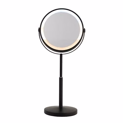 Beldray Rechargeable 7 inch Double Sided Makeup Mirror in Black with 1X/3X Magnification, 3 Colour Dimmable LED Lights and Height Adjustable Stand