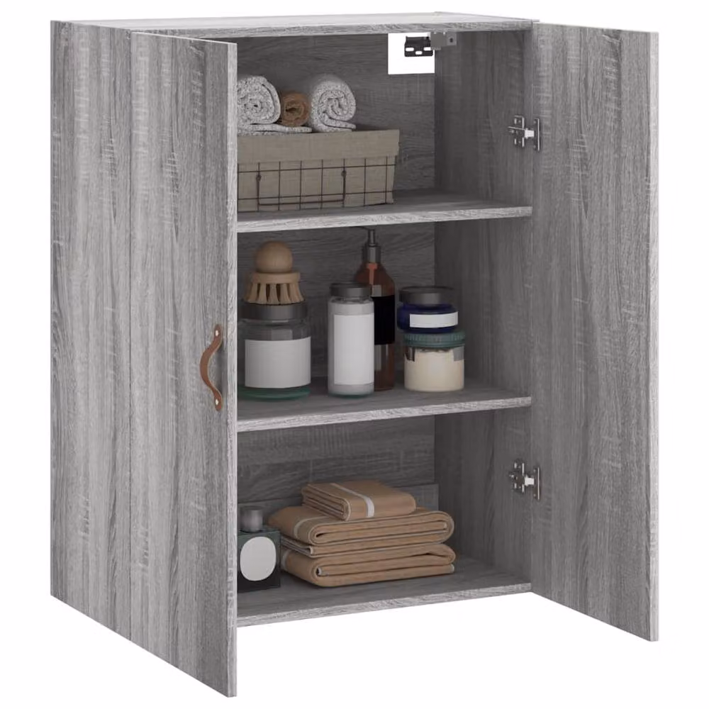 Berkfield Home Wall Mounted Cabinet in Grey, W: 69.5 cm, D: 34 cm, H: 90 cm – 3