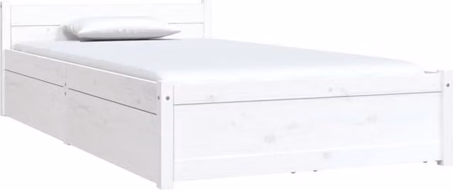 Berkfield Home Beautiful Single Bed Frame with Drawers in White, Solid Pine Wood, W/D/H: 90 x 190 x 51 cm
