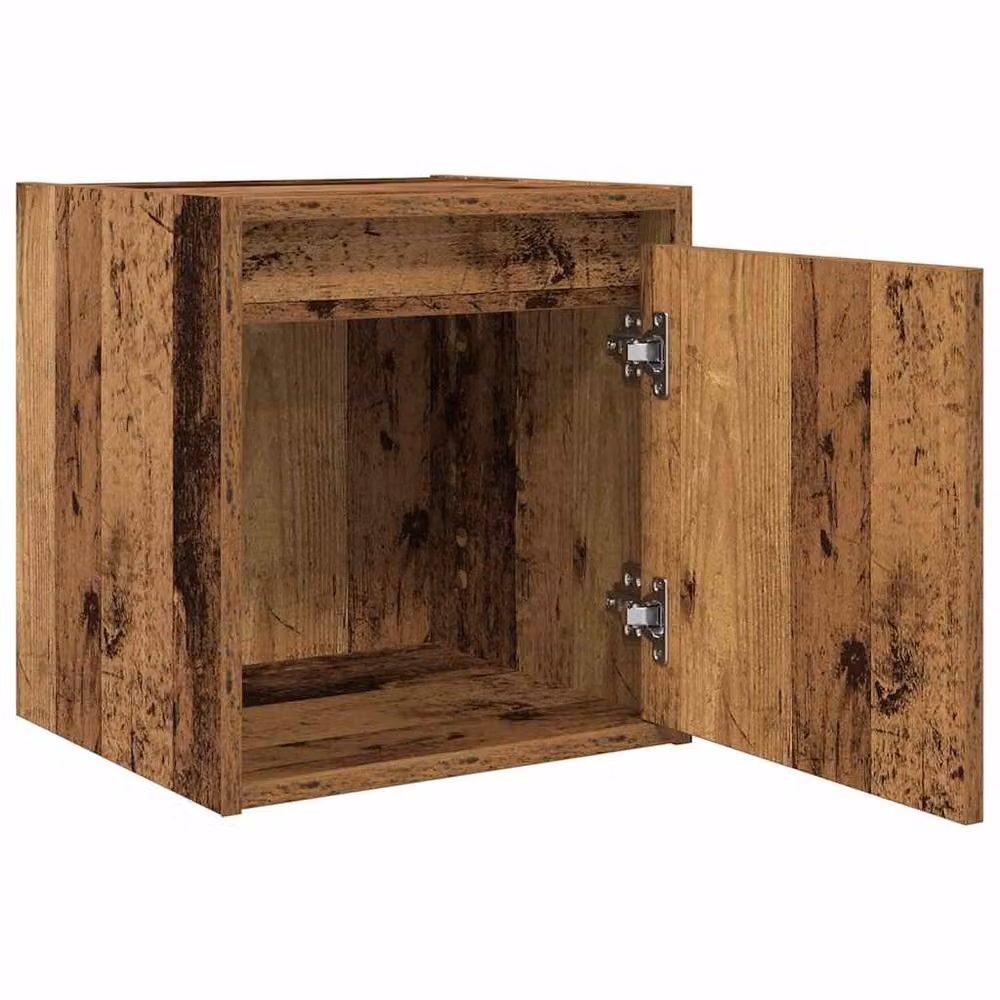 Berkfield Home Wall-Mounted Bedside Cabinets, 2 Piece Set in Brown Old Wood, W/D/H: 38 x 34 x 40 cm – 4