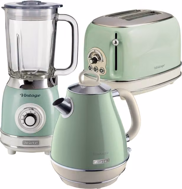 Ariete Green Jug Kettle, 2 Slice Toaster and 1000W Glass Jug Blender Set – 1