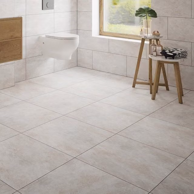 Pack of 4 Johnson Tiles Arlo Grey Stone Effect Matt Ceramic Grip Floor Tiles