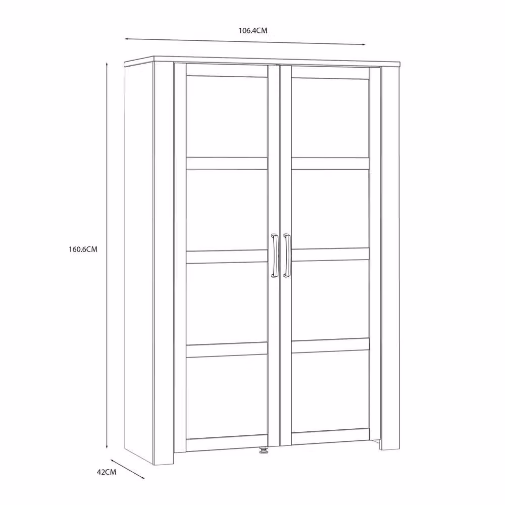 Wyld Haus Bramblecroft Navy and Natural Oak 2 Door Display Cabinet with Glass Doors and Integrated Lighting W/D/H: 106.3 x 42.0 x 160.8 cm – 3