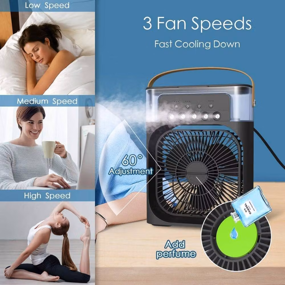Rolipo 4-in-1 Portable Air Cooler and Mist Desk Fan with Aroma Diffuser, Black – 2