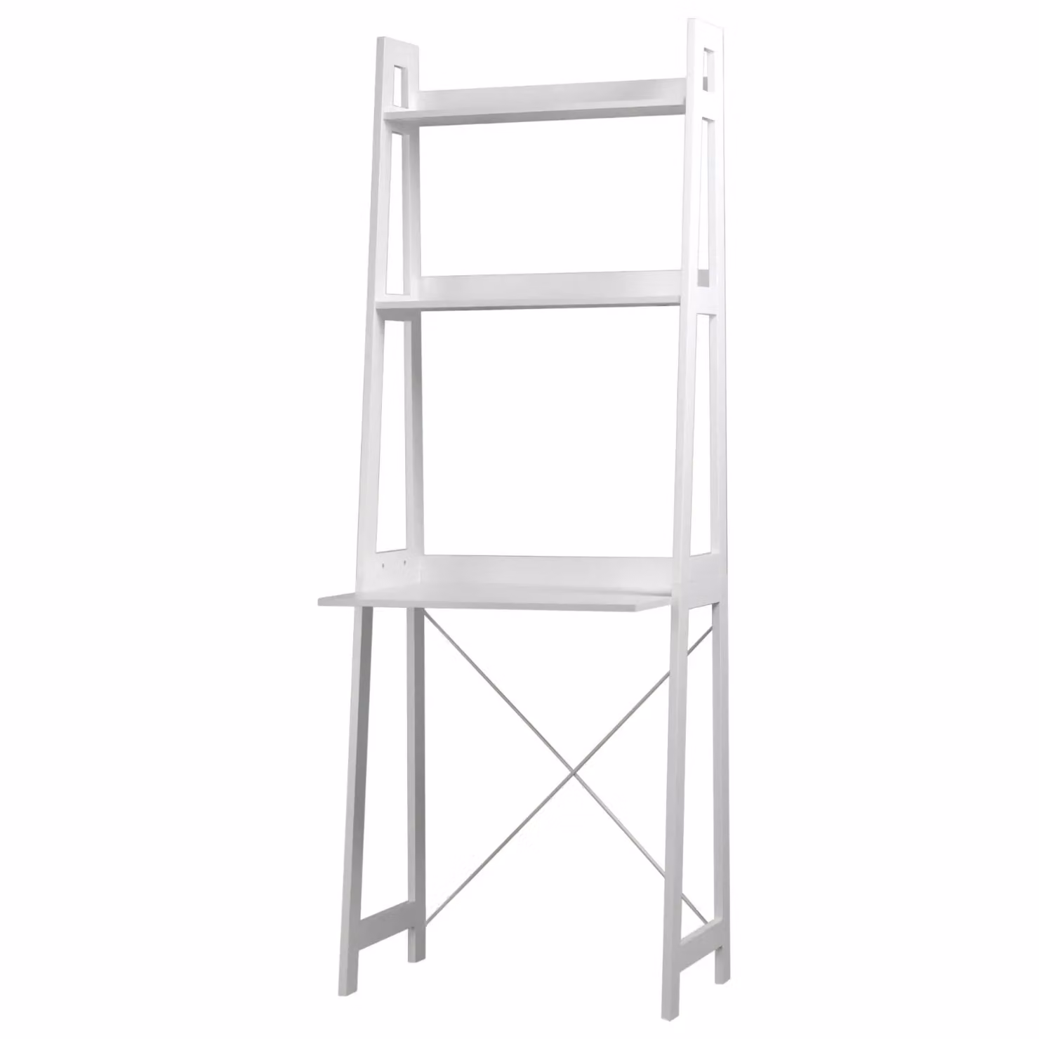 EONLION White Wooden Ladder Computer Desk with 2 Shelves for Home Office – 2