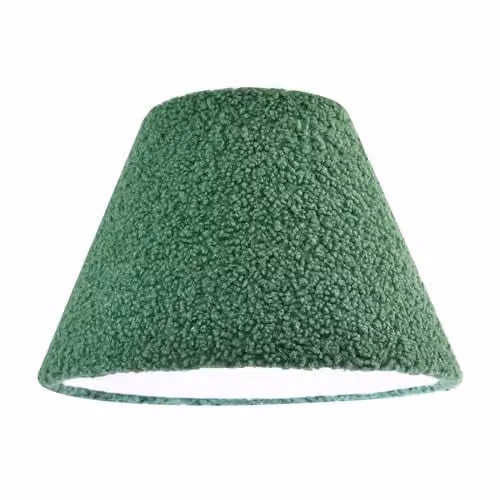 Happy Homewares Emerald Green Textured Velvet Fabric Cylinder Lamp Shade with White Inner, W: 21 cm, H: 30 cm – 1