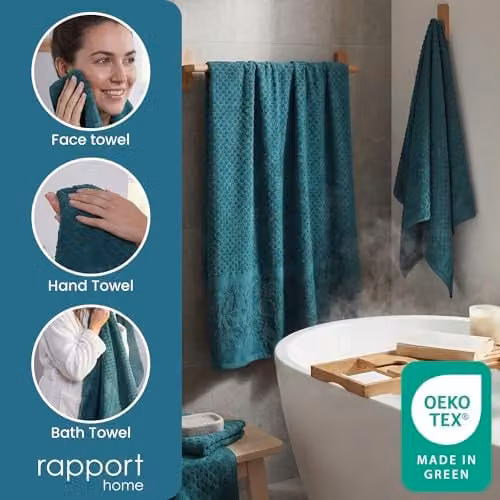 Rapport Home Versailles Jacquard 6-Piece Cotton Towel Bale Set in Petrol Blue – 4