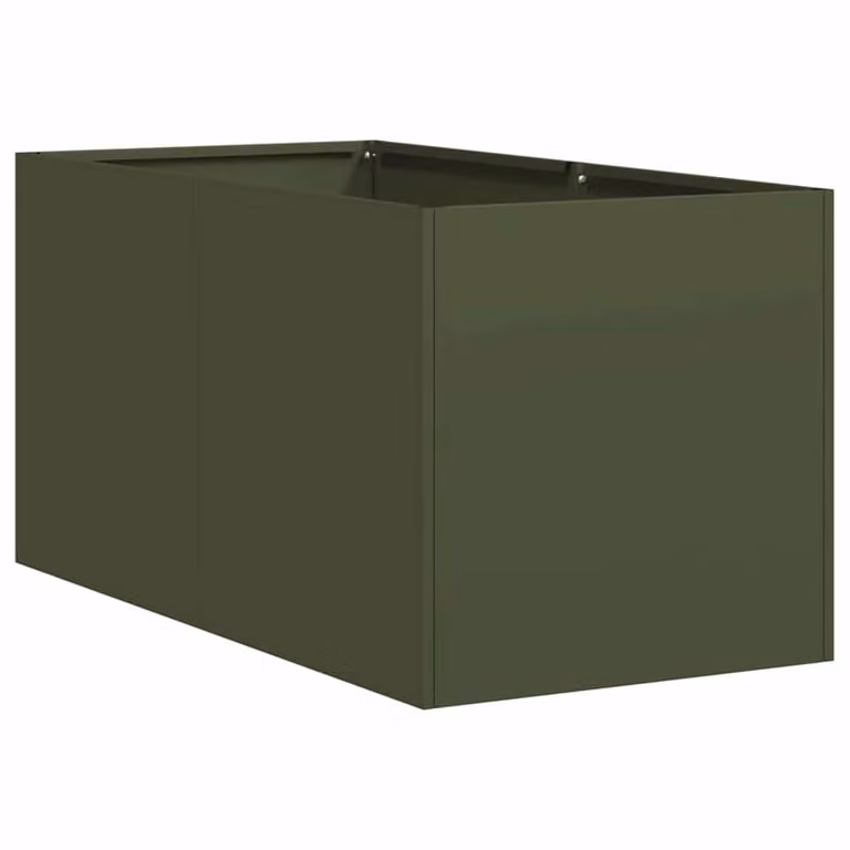 Berkfield Home Steel Planter Tub in Green, W/D/H: 80 x 40 x 40 cm