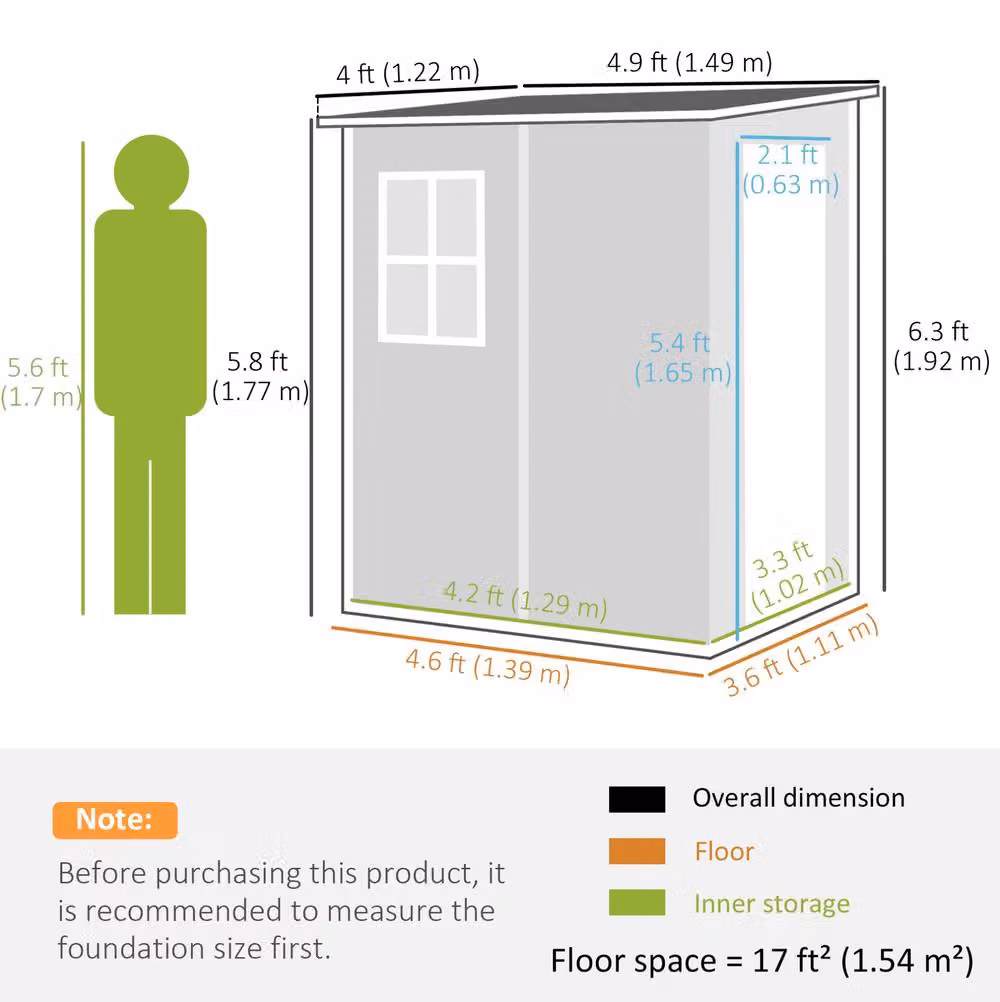 STILVORA Grey Pent Garden Storage Shed with Window and Lock – 2