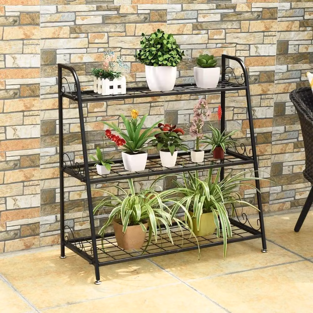 Kelvenix 3-Tier Metal Plant Stand and Flower Rack in Matt Black – 2