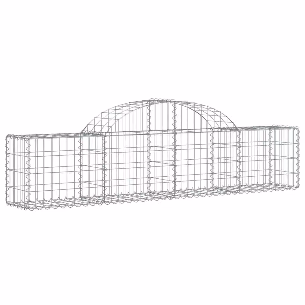Berkfield Home Arched Gabion Basket in Silver Galvanised Steel, W: 200 cm, D: 30 cm, H: 40/60 cm – 2