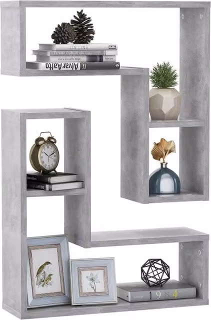 Berkfield Home Wall Mounted Shelf Set of 2 in Concrete Grey, W/D/H: 50 x 15 x 50 cm
