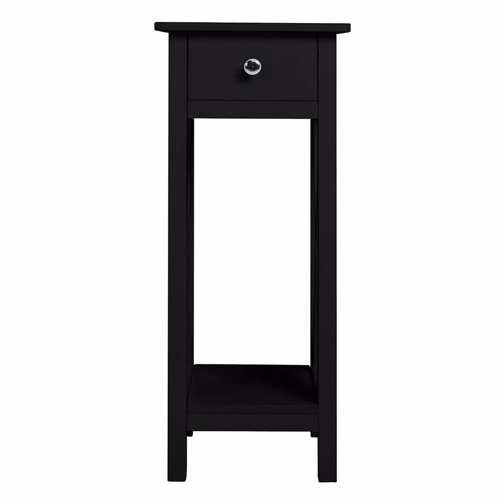 Garden Sanctuary Classic Wooden Slim Console Table with One Drawer in Black – 3