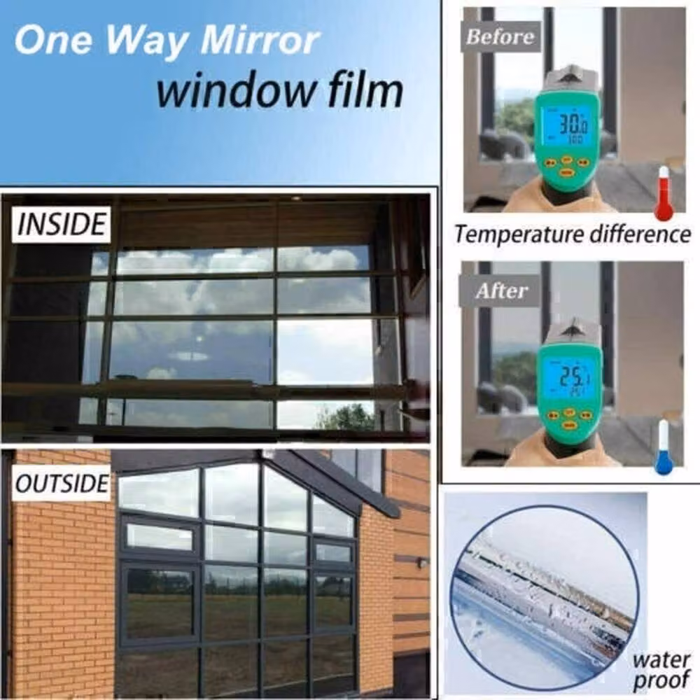 NESTLUNE Silver One Way Mirror Reflective Privacy Window Film, W: 52 cm x H: 1000 cm – 5