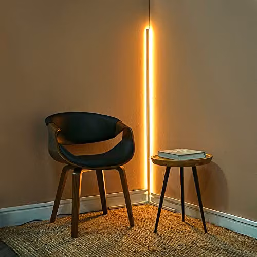MiniSun Modern Tri-Bar White Corner Floor Lamp with 3000K Warm White Light