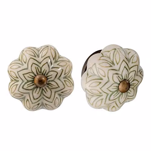 Nicola Spring Green Ceramic Porcelain Cabinet Knobs, Pack of 6