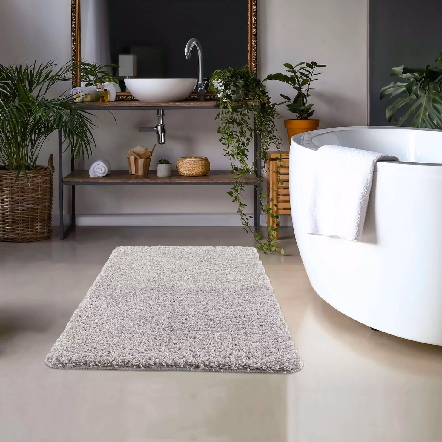 THE RUGS My Rug Washable Non Slip Shaggy Rug in Grey, W: 120 cm, D: 80 cm – 3