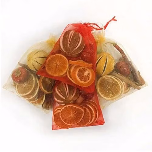 Milford Collection Red Festive Fruits and Spices Christmas Organza Bag 50g – 1