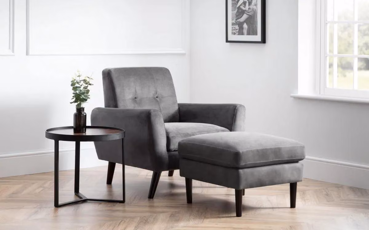 Ashfield Modern Grey Velvet Tub Armchair – 5