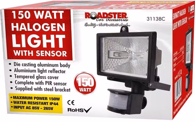 BARGAINS-GALORE 150W Black Halogen Security Flood Light with PIR Motion and Dusk Sensor – 1