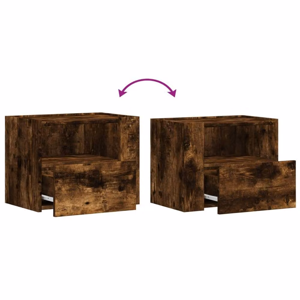 Berkfield Home Wall-mounted Bedside Cabinet in Smoked Oak Brown, W: 45 cm, D: 30 cm, H: 35 cm – 5