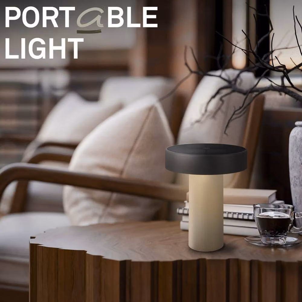 Briloner Poga Rechargeable LED Table Lamp with Solar Panel and Touch Dimmer, Off-white Anthracite, H x W x D: 20 x 16 x 16 cm – 3