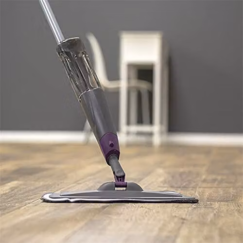 CALITEK Purple Microfibre Spray Mop with 2 Reusable Pads and 600ml Refillable Bottle for Hardwood, Marble, Tile, Laminate and Ceramic Floors – 4