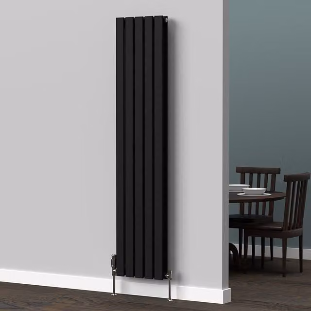 Lux Heat Flat Coloured Vertical Radiator in Space Black, H: 160 cm, W: 35 cm