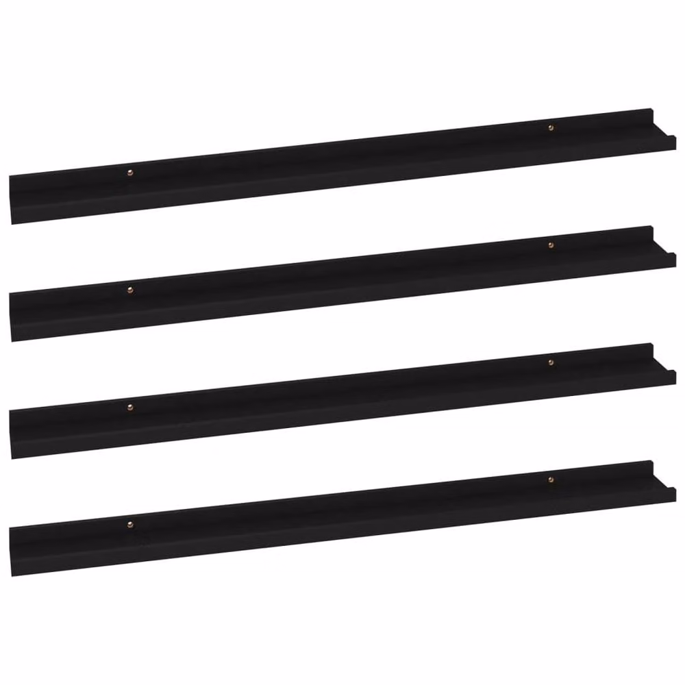 Berkfield Home Decorative Wall Shelves, 4 Piece Set, Black, W: 100 cm, D: 9 cm, H: 3 cm – 3