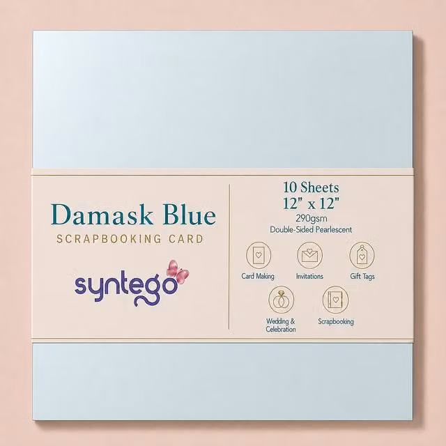 Syntego 10 Sheets of Blue Satin Decorative Construction Paper, W x H: 30.48 x 30.48 cm