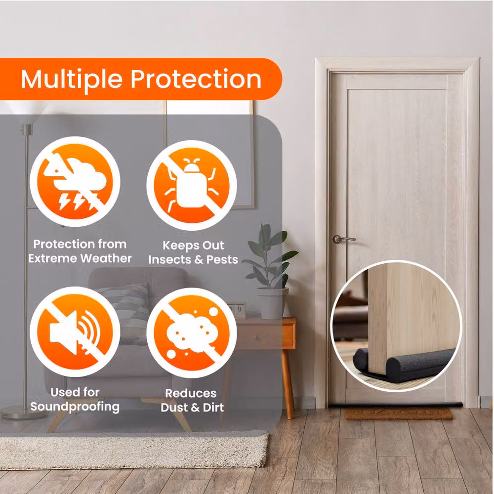 Volila 3-Pack Double Sided Black Door Bottom Draught Excluder – 6