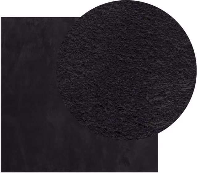 Berkfield Home HUARTE Square Short Pile Washable Rug in Black, W/D: 160 x 160 cm