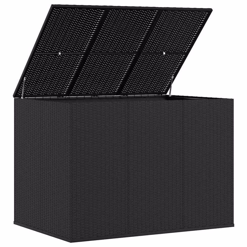 Berkfield Home Garden Cushion Box in Black PE Rattan with Soft Close Lid, W/D/H: 145 x 100 x 103 cm – 3