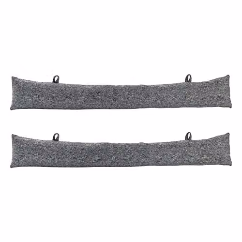 Nicola Spring Herringbone Draught Excluders, Grey, Pack of 2, Length: 79 cm – 1