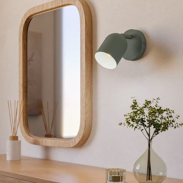 Eglo Tilston Minimalist Single Wall Spotlight in Green Metal – 1