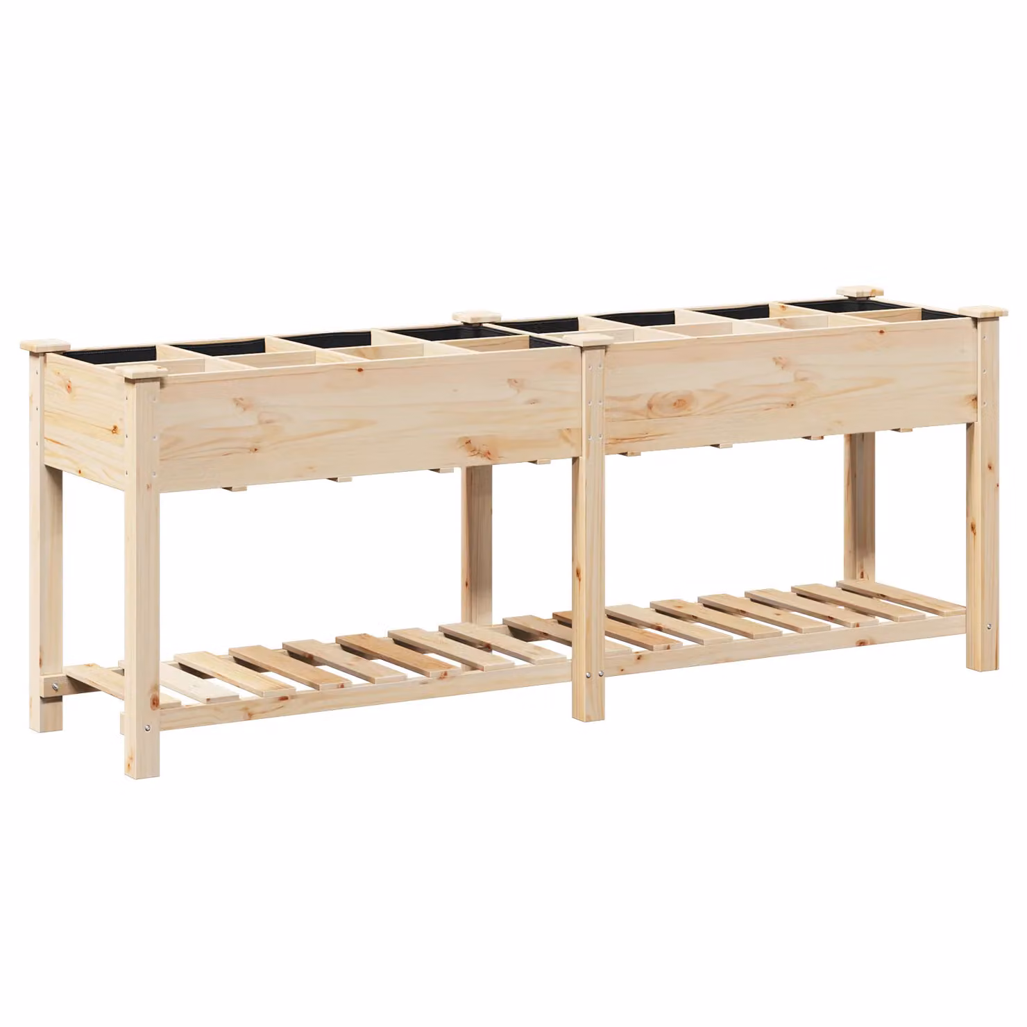 Berkfield Home Garden Wooden Raised Bed Planter with Grids in Beige, W/D/H: 203 x 53 x 76 cm – 2