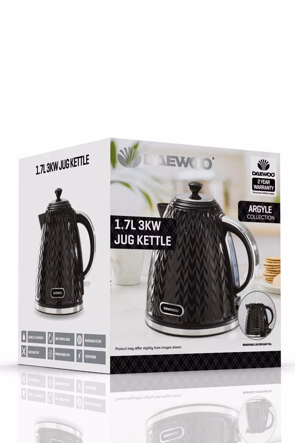 Daewoo Argyle Collection 1.7 l Electric Kettle with Auto Shut Off, Black – 5