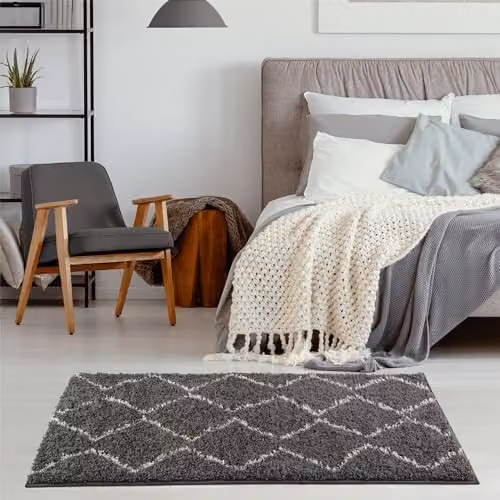 THE RUGS Moroccan Design Rectangular Rug in Grey and White, W/D/H: 60 x 110 x 1 cm – 5