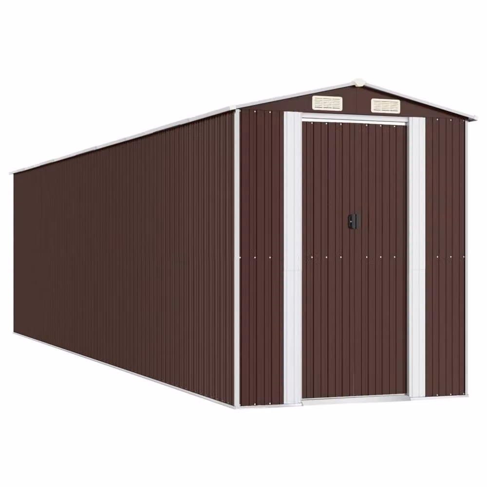 Berkfield Home Garden Shed in Dark Brown, Galvanised Steel, W/D/H: 192 x 772 x 223 cm – 3