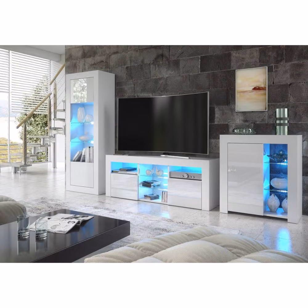 Mex Furniture LTD Pulse TV Unit in White with Glossy Finish, W: 145 cm, H: 53 cm, D: 35 cm – 3