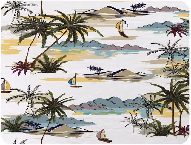 Benjamin Tate Design Palm Trees Fleece Blanket in Brown, Beige and Multicolour, W/H: 120 x 150 cm – 2