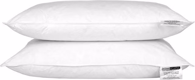 Homescapes White Goose Feather and Down Pillow Pair, Medium Firmness, Hypoallergenic