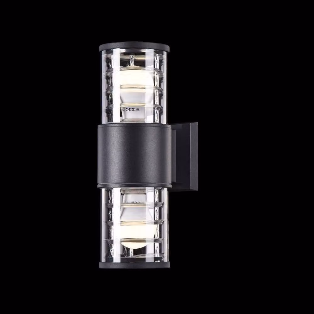 Netlighting Bronx 2-Light Wall Lamp in Black with Transparent Glass, IP54 Rated, E27 – 2