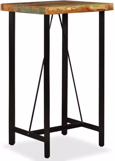 Berkfield Home Industrial Square Bar Table in Brown Solid Reclaimed Wood W/D/H: 60 x 60 x 107 cm – 1