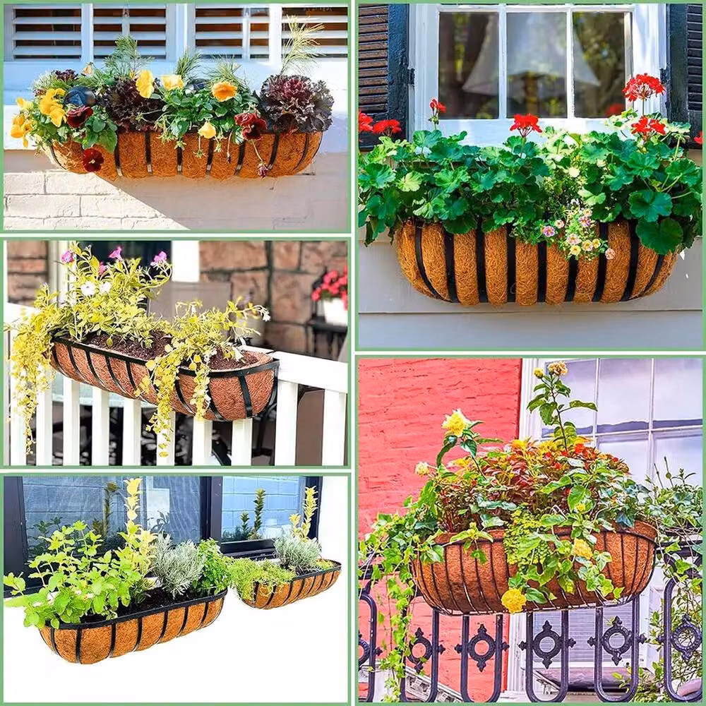 Spetlek Brown Trough Wall Basket Planter with Preformed Coconut Coir Liner – 4